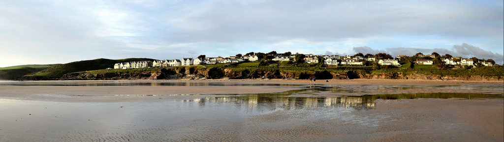 panorama view of Polzeath beach