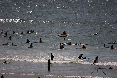 surfing on Polzeath beach 