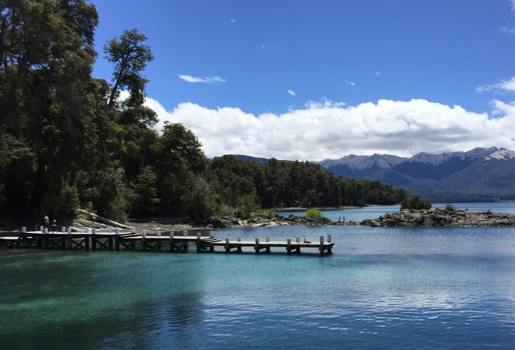 Family trip, Argentina: View of lake and jetty. Copyright © 2015 reserved to photographer. Contact mapandfamily.com 