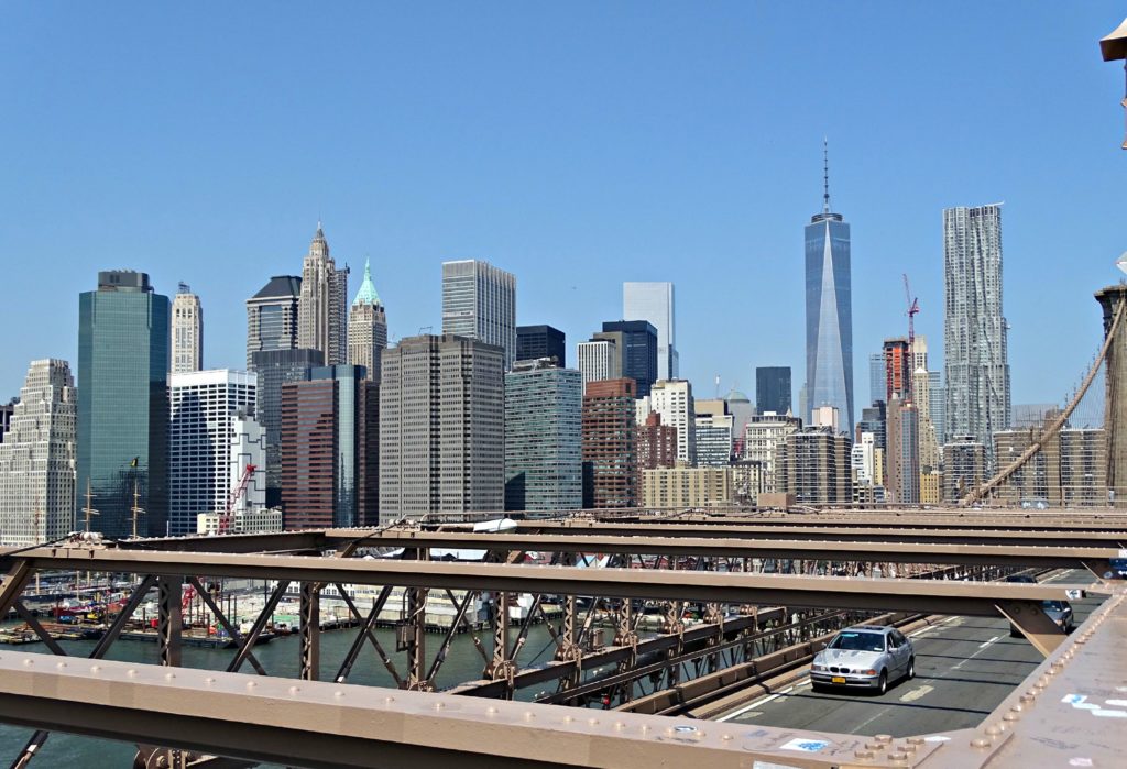 New York sightseeing with teens. View Brooklyn Bridge. copyright©2015 reserved to photographer. contact mapandfamily.com