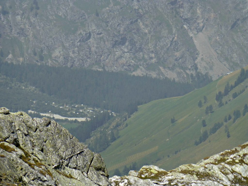 Famly camping Swiss Alps: view of campsite from high trail. Copyright©2015 reserved to photographer. Contact mapandfamily.com