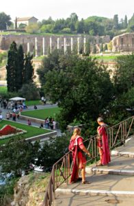 First time in Rome. Centurion actors looking out over Forum.. Copyright©2016 reserved to photographer via mapandfamily.com