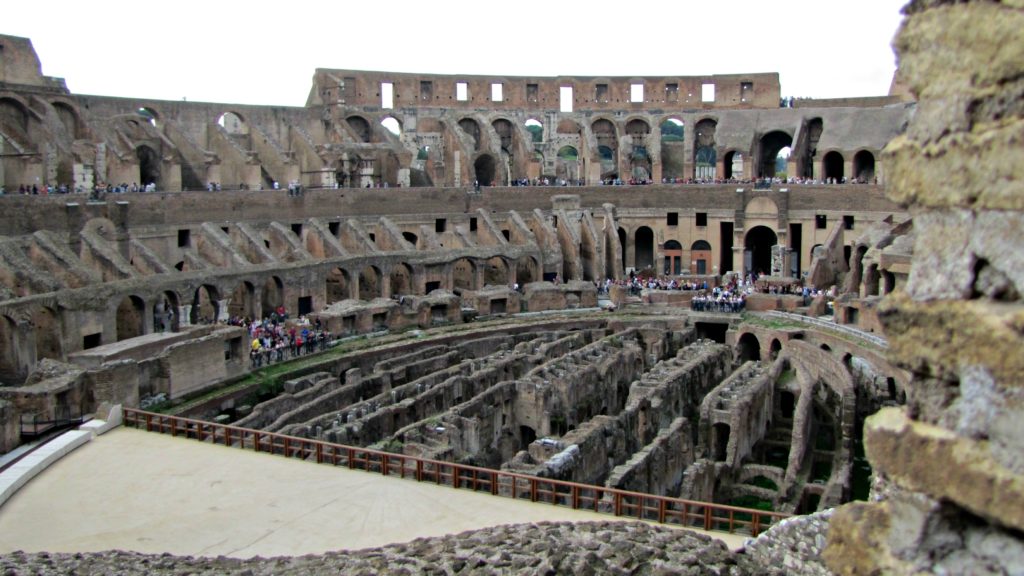 First time in Rome: inside the Colosseum, ruins of floor. Copyright©2016 reserved to photographer via mapandfamily.com