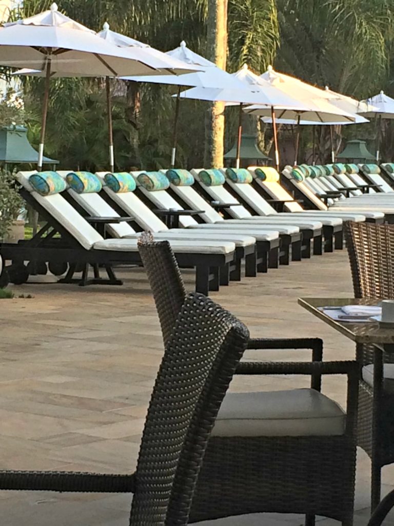 Family holiday Iguacu falls loungers by pool. Copyright©2016 reserved to photographer via mapandfamily.com