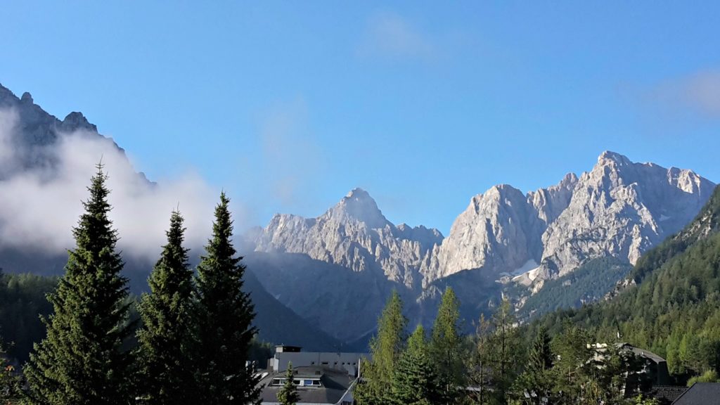 Slovenia family trip view of Julian Alps from hotel, Copyright©2017 reserved to photographer via mapandfamily.com 