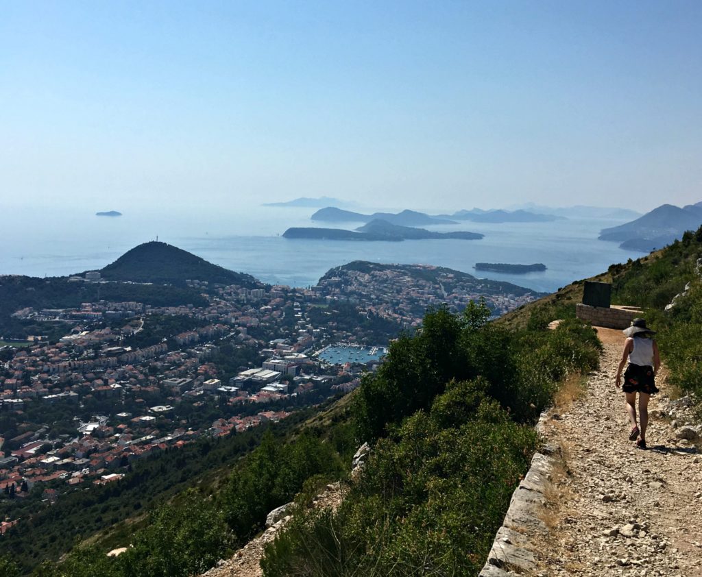 Dubrovnik things to do. View of city and islands on walk down from Dubrovnik cable car. Copyright©2017 reserved to photographer via mapandfamily.com