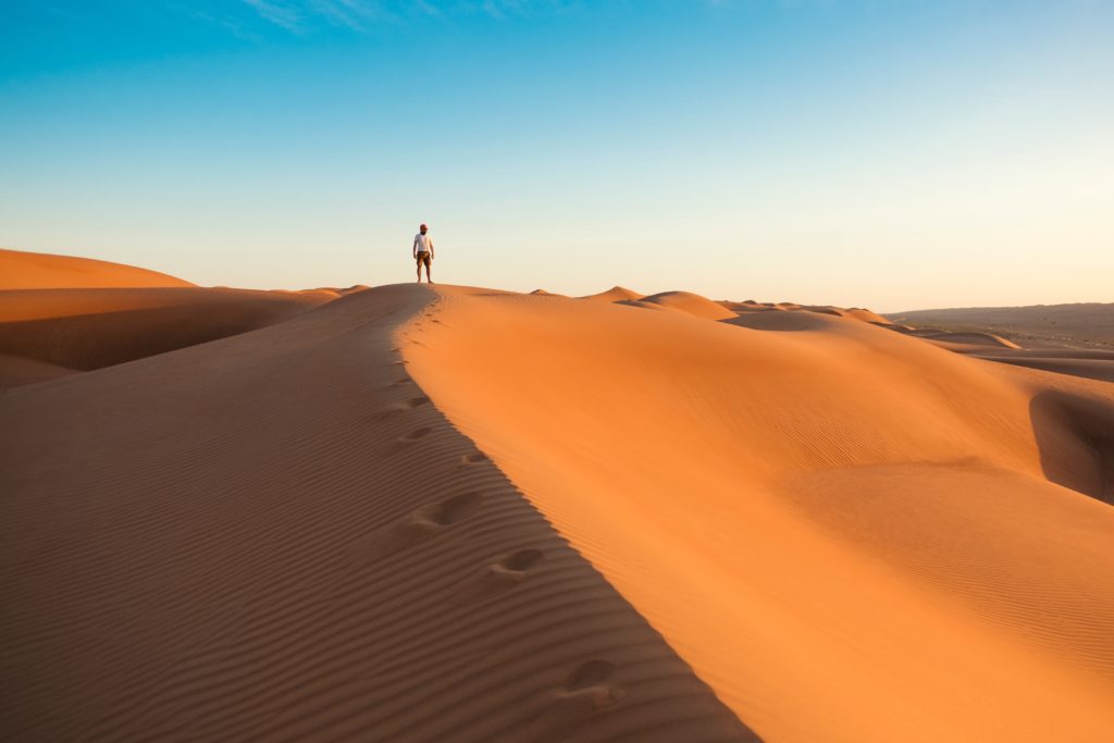 family holidays in April: figure on dunes