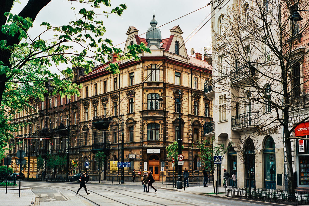 Street view in Krakow, a destination on many interrail routes around Europe