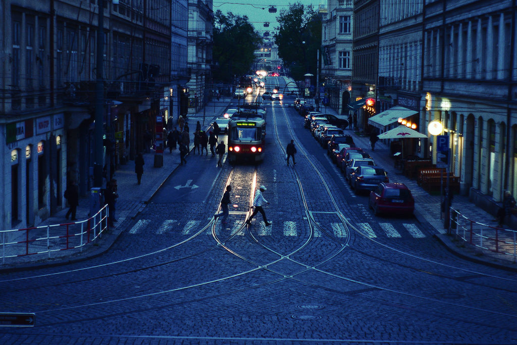 Prague at night a popular destination on interrail routes in Eastern Europe 