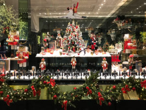 Christmas Nutcracker ballet themed shop display for Roja Parfums in Burlington Arcade. Copyright ©2018 mapandfamily.com 