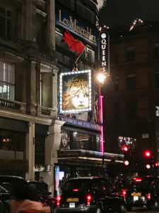 Taxis outside Queens theatre. Copyright ©2019 mapandfamily.com 