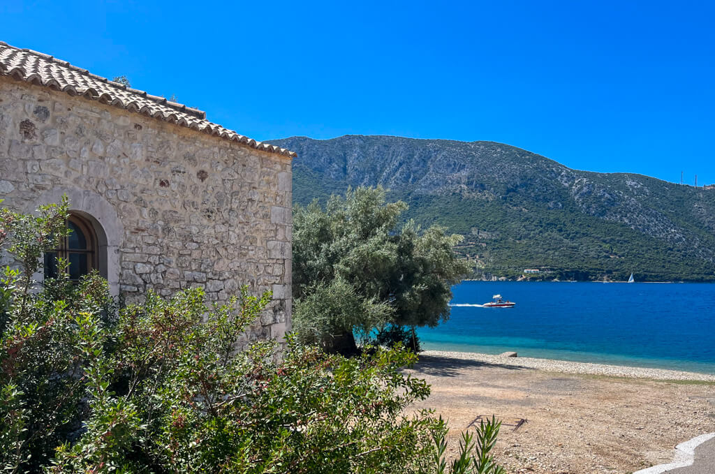 Chapel at Agios Ioannis beach, Meganisi. Copyright@ 2022 reserved to photographer via mapandfamily.com