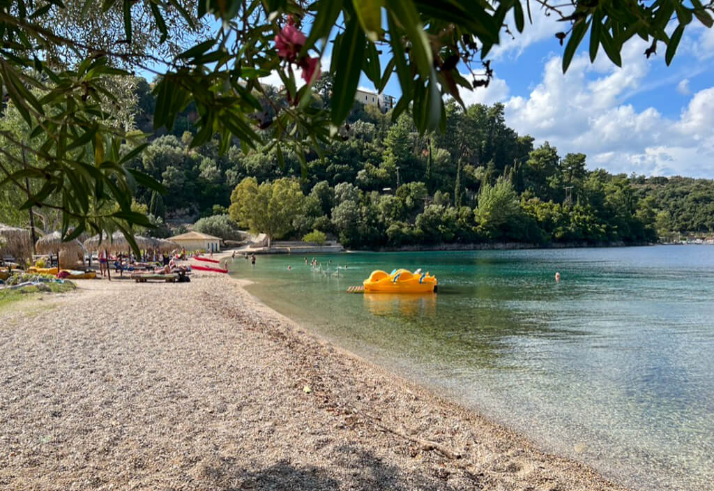 Things to do on Meganisi: visit Spilia beach. Copyright@ 2022 reserved to photographer via mapandfamily.com 