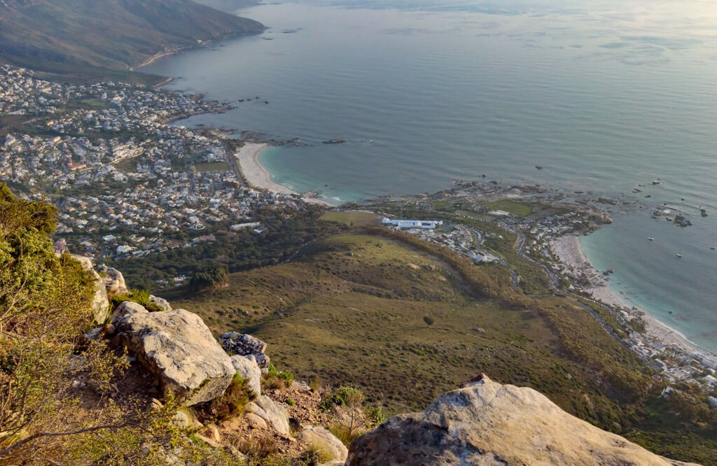 View of Cape Town winter coastline and beaches from top of mountain Copyright@2023 reserved to photographer via mapandfamily.com