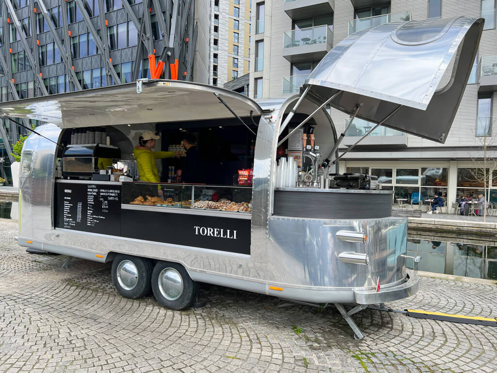 Silver Airstream food truck. Copyright@2024 mapandfamily.com